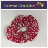 Scrunchie - White Snowflakes on Red